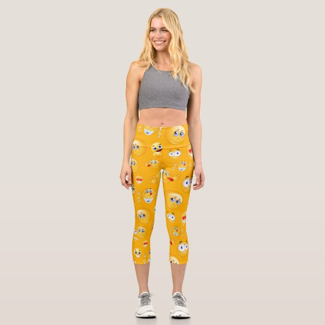 Emoji Muster 2 Capri Leggings (Vorderseite)