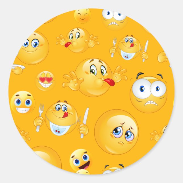 Emoji Muster 2 Runder Aufkleber (Vorderseite)