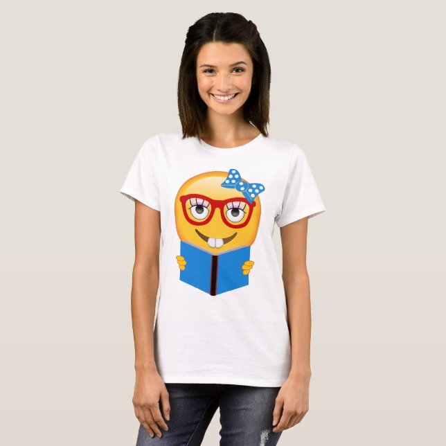 Emoji Nerd-Bücherwurm-Shirt T-Shirt (Vorne ganz)