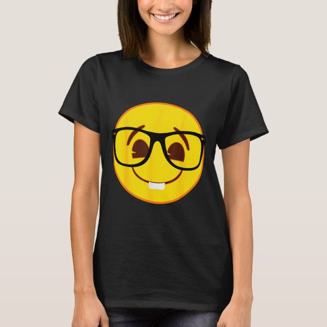 Emoji Nerd Gles Gelbes Lächelgesicht  T-Shirt (Vorderseite)