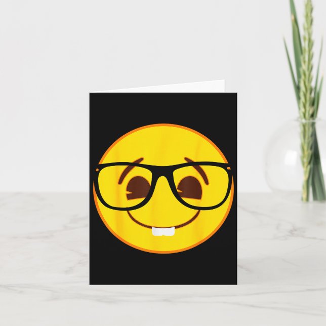 Emoji Nerd Gles Yellow Smile Face  Karte (Vorderseite)