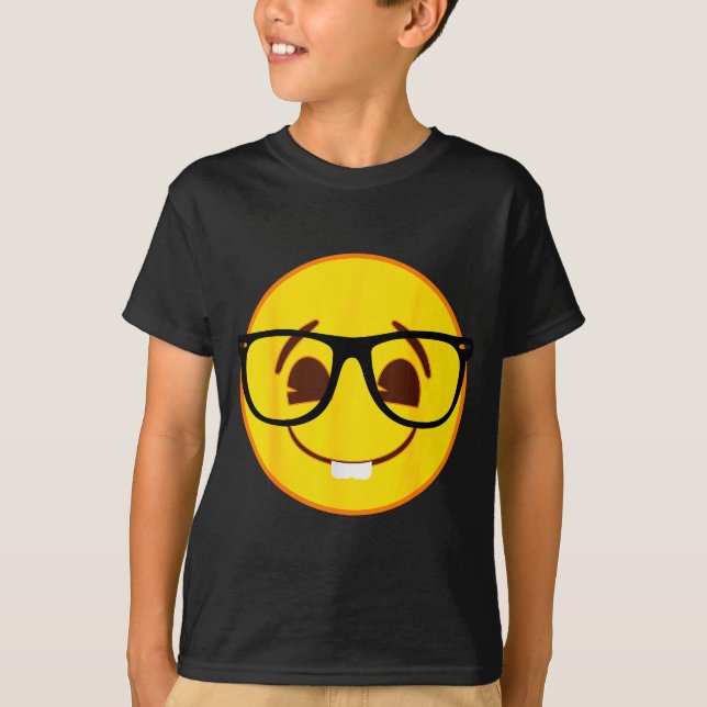 Emoji Nerd Gles Yellow Smile Face  T-Shirt (Vorderseite)