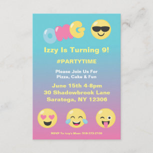 Emoji Ombre Girly Birthday Einladung