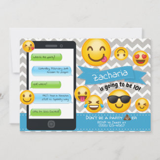 Emoji Party Geburtstagseinladungen Blue Boys Einladung