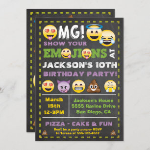 Emoji Party OMG Birthay Einladung