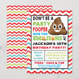 Emoji Party Pooper Birthay Einladung