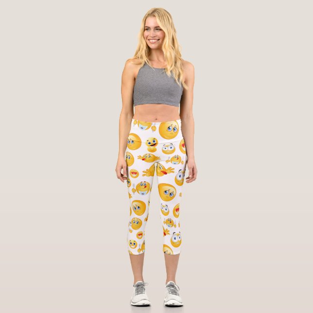 Emoji Pattern Capri Leggings (Vorderseite)
