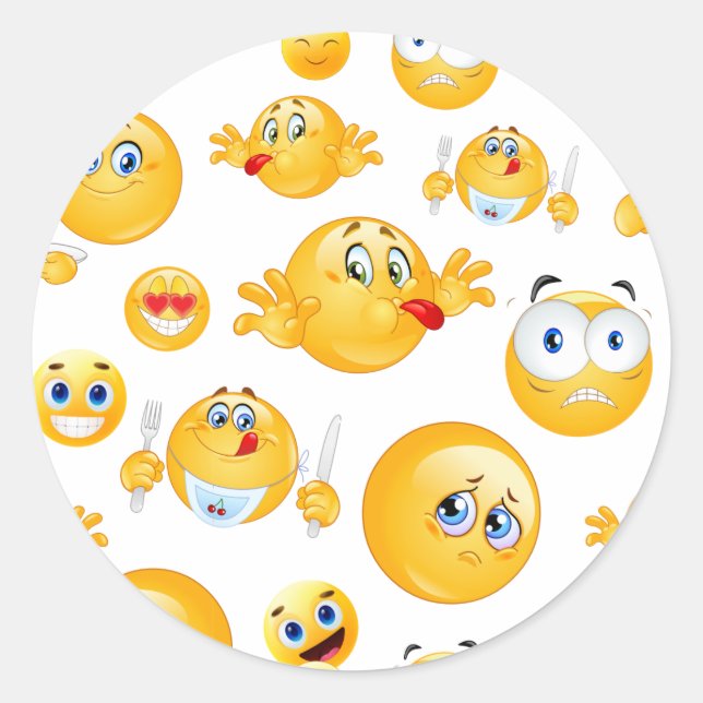 Emoji Pattern Runder Aufkleber (Vorderseite)