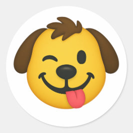 Emoji Perro Divertido – Estilo Kawaii para Amantes Runder Aufkleber
