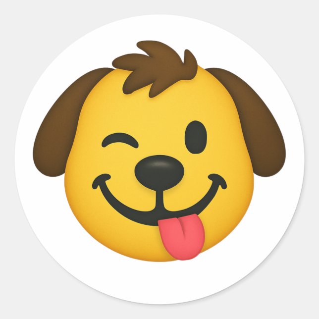 Emoji Perro Divertido – Estilo Kawaii para Amantes Runder Aufkleber (Vorderseite)