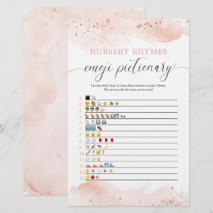 Emoji Pictionary Baby Dusche Wasserfarbe Rose