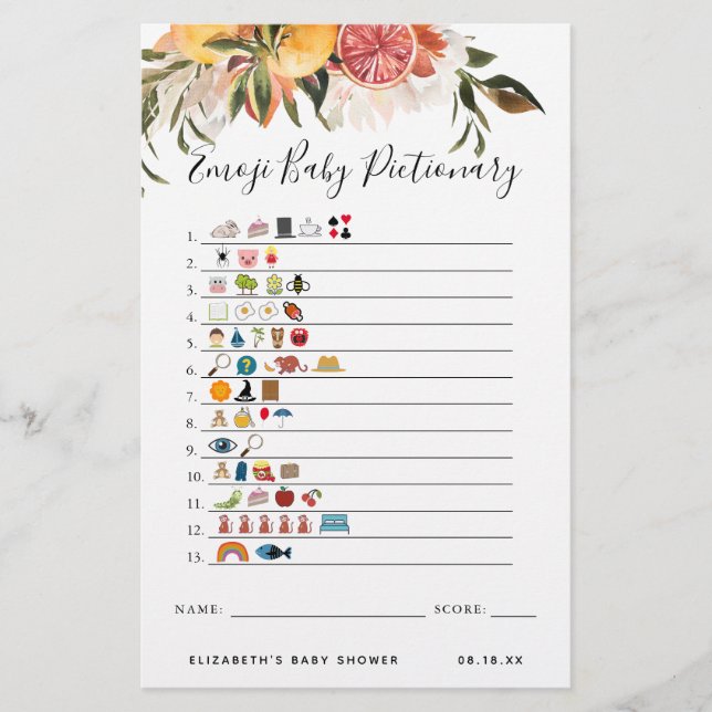 Emoji Pictionary | Baby Showspiel (Vorderseite)