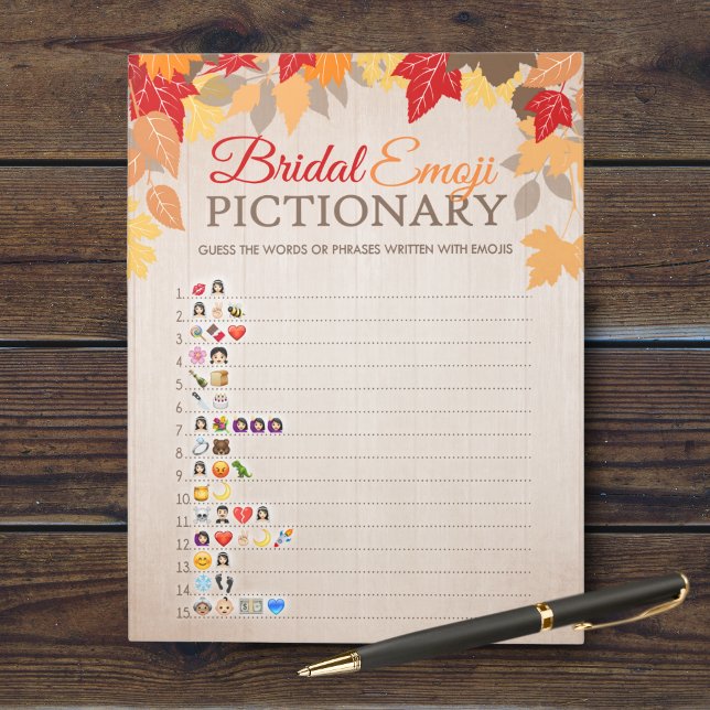 Emoji Pictionary Fall Brautparty Notizblock (Fall Bridal Emoji Pictionary Bridal Shower Party Game. Comes in a pack of 40 easy tear away games!)