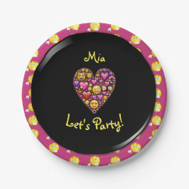 EMOJI Pink Black Girls Liebe Emoticons Party Pappteller