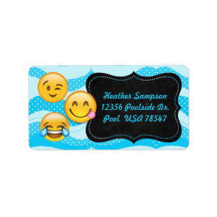 Emoji Pool Party Chalkboard Address Labels Adressaufkleber
