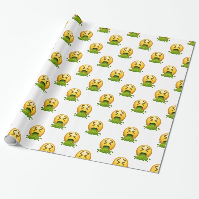 Emoji Puking Geschenkpapier (Ungerollt)