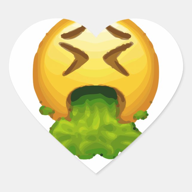 Emoji Puking Herz-Aufkleber (Vorderseite)