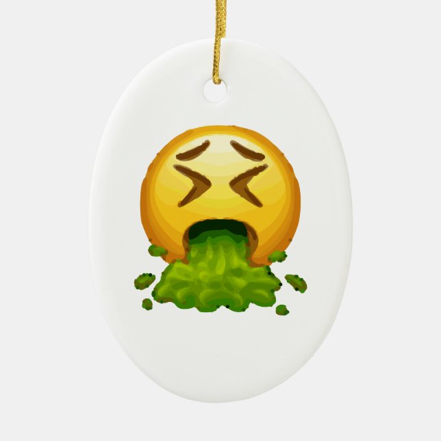 Emoji Puking Keramik Ornament (Vorne)