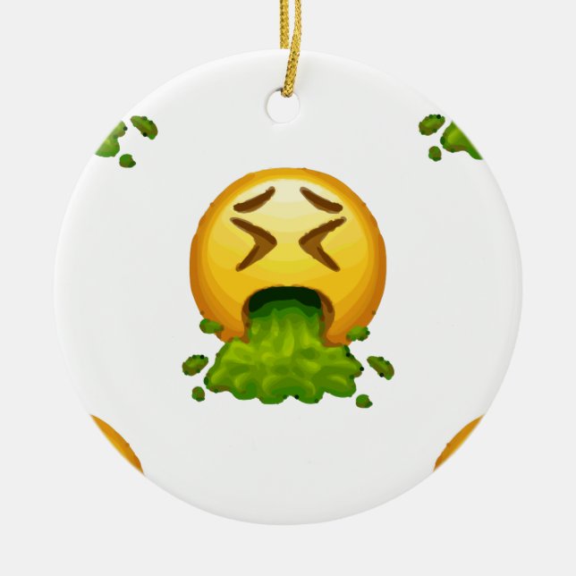 Emoji Puking Keramikornament (Vorne)