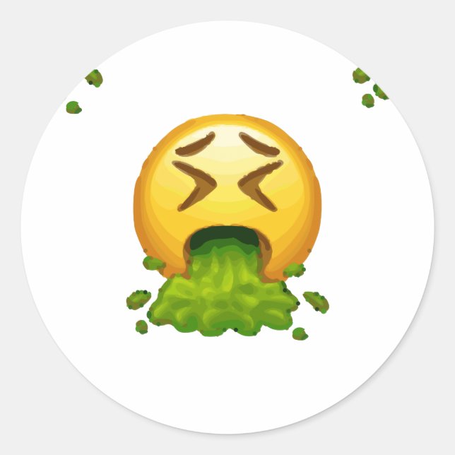 Emoji Puking Runder Aufkleber (Vorderseite)