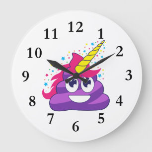 Emoji Purple Unicorn Poop Große Wanduhr