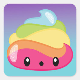 Emoji Raimbow Kackte! Quadratischer Aufkleber