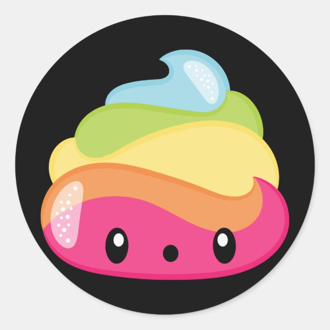 Emoji Raimbow Kackte! Runder Aufkleber (Vorderseite)