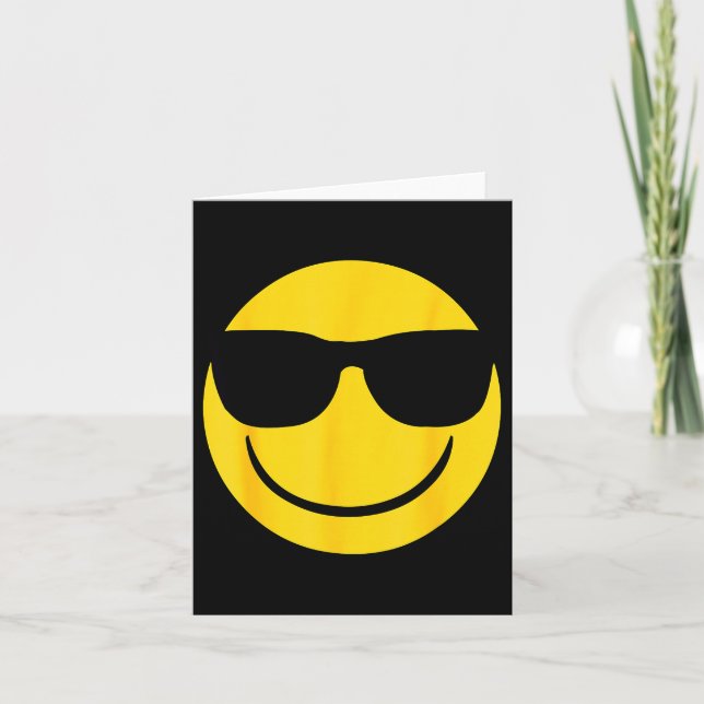 Emoji Retro Sungles Yellow Smile Face  Karte (Vorderseite)