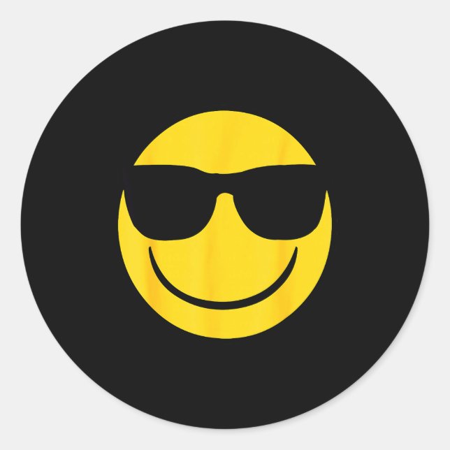 Emoji Retro Sungles Yellow Smile Face  Runder Aufkleber (Vorderseite)