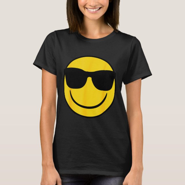 Emoji Retro Sungles Yellow Smile Face  T-Shirt (Vorderseite)