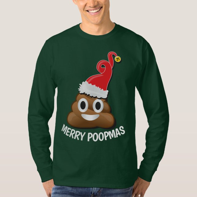 Emoji Santa Kackte Ugly Weihnachtssüßer T-Shirt (Vorderseite)