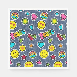 Emoji Smile Denim Girls Geburtstagsparty Napkins Serviette