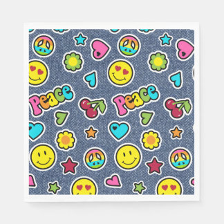 Emoji Smile Denim Girls Geburtstagsparty Napkins Serviette
