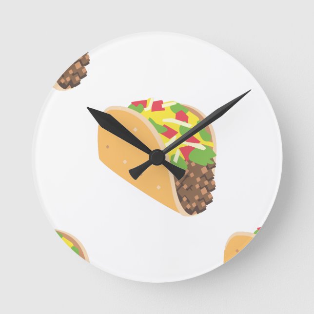 Emoji-Tako Runde Wanduhr (Vorderseite)