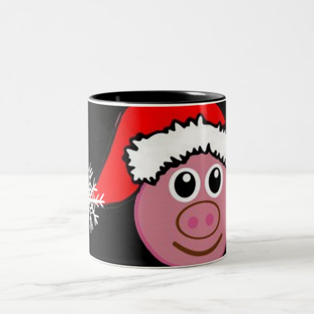 EMOJI-TASSE "CHRISTMAS PIG" (EMOTICON) ZWEIFARBIGE TASSE (Mittel)