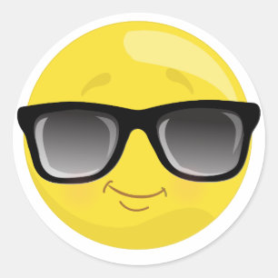 Emoji tragende Sonnenbrille-Aufkleber Runder Aufkleber