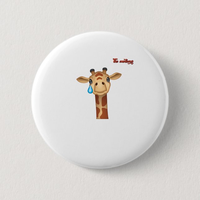 Emoji traurig schreiende Giraffengesicht Button (Vorderseite)
