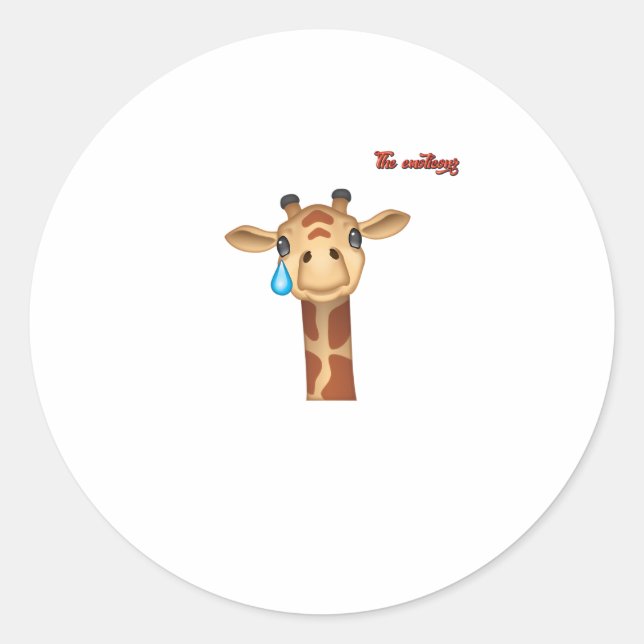 Emoji traurig schreiende Giraffengesicht Runder Aufkleber (Vorderseite)