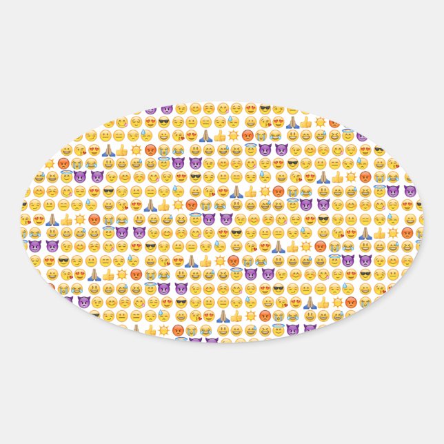 Emoji-Überlastung Ovaler Aufkleber (Vorderseite)