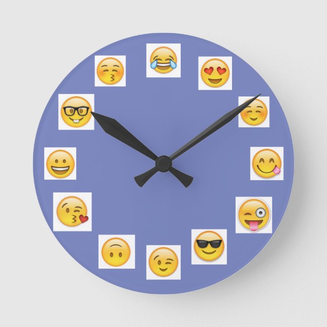 Emoji-Uhr Runde Wanduhr (Vorderseite)