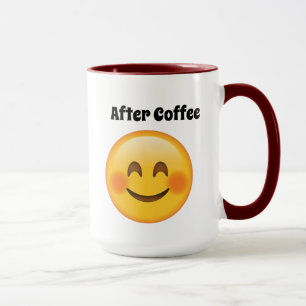 Emoji vor u. nach Kaffee-Tasse Tasse