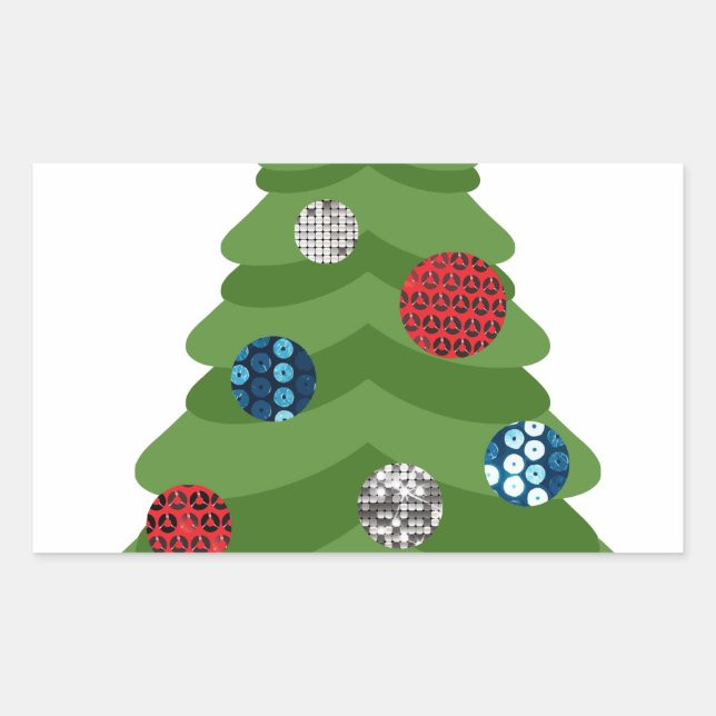 Emoji-Weihnachtsbaum Rechteckiger Aufkleber (Vorderseite)