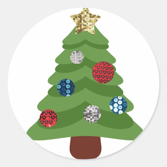 Emoji-Weihnachtsbaum Runder Aufkleber (Vorderseite)