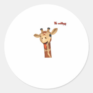 Emoji winken Zunge aus Giraffe Gesicht Runder Aufkleber