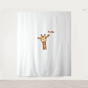 Emoji winken Zunge aus Giraffe Gesicht Wandteppich