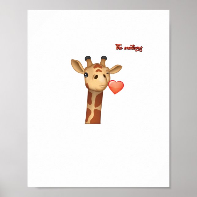 Emoji winking küssend Herz-Giraffe Gesicht Poster (Vorne)
