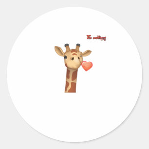 Emoji winking küssend Herz-Giraffe Gesicht Runder Aufkleber