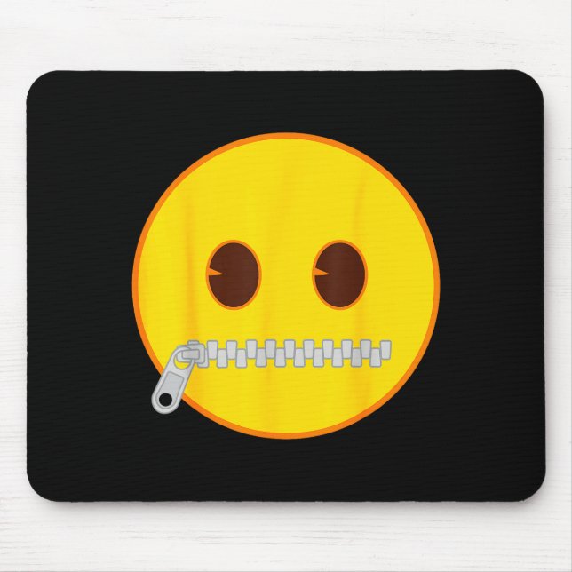 Emoji Zip Zipper Mouth Yellow Smile Face  Mousepad (Vorne)