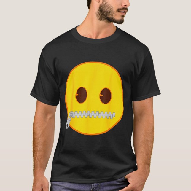 Emoji Zip Zipper Mouth Yellow Smile Face  T-Shirt (Vorderseite)