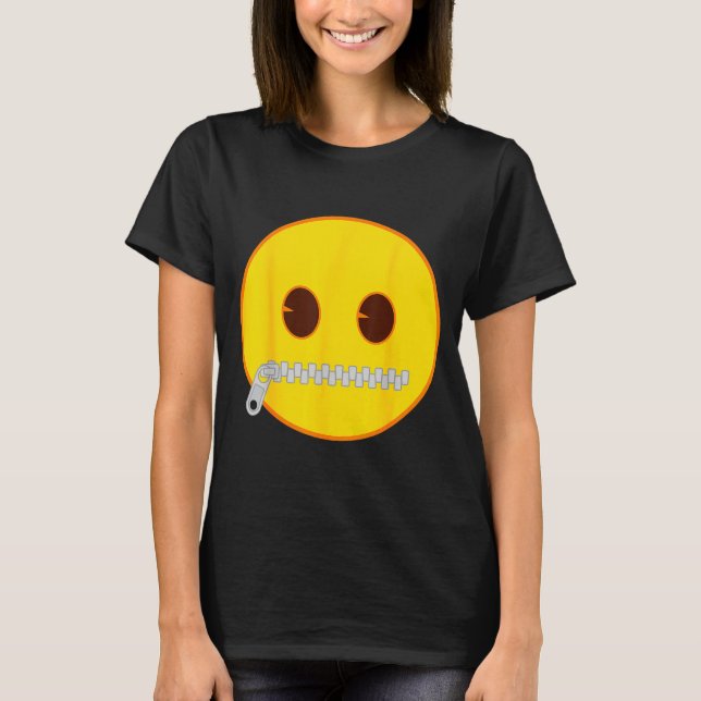 Emoji Zip Zipper Mouth Yellow Smile Face  T-Shirt (Vorderseite)